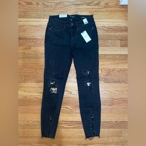 Judy Blue black with leopard jeans